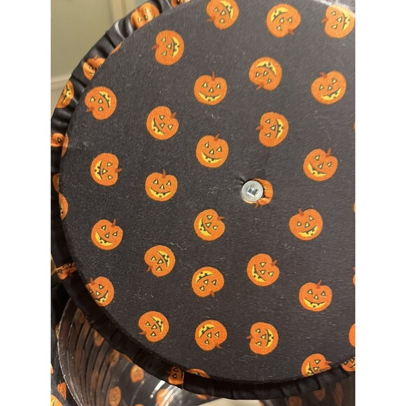 Longaberger Pumpkin Fall Stem Lid Basket Jack O' Lantern Liner Protector Combo - Picture 8 of 15